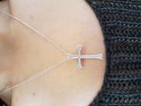 0.20 Carat (ctw) Sterling Silver Round Diamond Ladies Cross Pendant 1/5 CT (Silver Chain Included)
