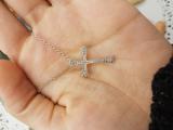 0.20 Carat (ctw) Sterling Silver Round Diamond Ladies Cross Pendant 1/5 CT (Silver Chain Included)