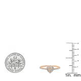 0.15 Carat (ctw) 10K Rose Gold Round White Diamond Ladies Heart Promise Engagement Ring