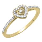 0.15 Carat (ctw) 10K Yellow Gold Round White Diamond Ladies Heart Promise Engagement Ring