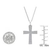 0.35 Carat (ctw) 10K White Gold Round Diamond Ladies Cross Pendant 1/3 CT (Silver Chain Included)