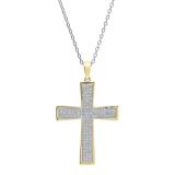 0.35 Carat (ctw) 10K Yellow Gold Round Diamond Ladies Cross Pendant 1/3 CT (Silver Chain Included)