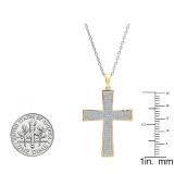 0.35 Carat (ctw) 10K Yellow Gold Round Diamond Ladies Cross Pendant 1/3 CT (Silver Chain Included)