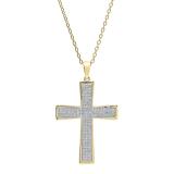 0.35 Carat (ctw) 10K Yellow Gold Round Diamond Ladies Cross Pendant 1/3 CT (Gold Chain Included)