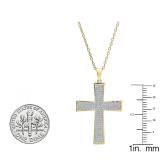 0.35 Carat (ctw) 10K Yellow Gold Round Diamond Ladies Cross Pendant 1/3 CT (Gold Chain Included)
