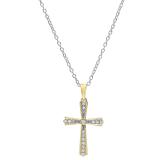 0.15 Carat (ctw) 18K Yellow Gold Round Diamond Ladies Cross Pendant (Silver Chain Included)