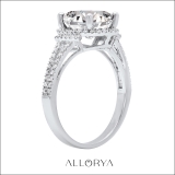 925 Sterling Silver Halo Split Shank Ring, 2.70 ctw Oval & Round Cubic Zirconia
