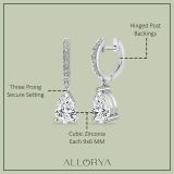 3.10 Cttw Pear & Round Cubic Zirconia Teardrop Dangling Earrings in 925 Sterling Silver 
