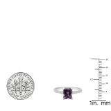 14K White Gold 8X6 MM Emerald Amethyst & Round White Diamond Ladies Bridal Engagement Ring