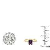 14K Yellow Gold 8X6 MM Emerald Amethyst & Round White Diamond Ladies Bridal Engagement Ring
