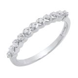 0.15 Carat (ctw) Sterling Silver Round Diamond Ladies Anniversary Wedding Stackable Band