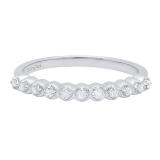 0.15 Carat (ctw) Sterling Silver Round Diamond Ladies Anniversary Wedding Stackable Band