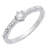 0.10 Carat (ctw) Sterling Silver Round White Diamond Bridal Engagement Ring