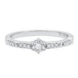 0.10 Carat (ctw) Sterling Silver Round White Diamond Bridal Engagement Ring