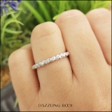 0.15 Carat (ctw) Sterling Silver Round Diamond Ladies Anniversary Wedding Stackable Band