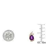 18K Rose Gold 8X6 MM Each Pear Amethyst & Round Diamond Ladies Fashion Stud Earrings