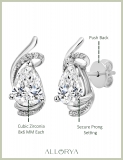2.56 Cttw Pear & Round Cubic Zirconia Teardrop Stud Earrings, 925 Sterling Silver in Push Back