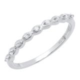 0.10 Carat (ctw) Sterling Silver Round Diamond Ladies Anniversary Wedding Stackable Band