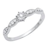 0.20 Carat (ctw) Sterling Silver Round White Diamond Bridal Engagement Ring