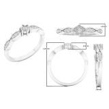 0.20 Carat (ctw) Sterling Silver Round White Diamond Bridal Engagement Ring