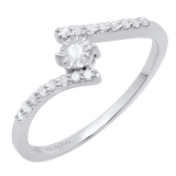 0.20 Carat (ctw) Sterling Silver Round Diamond Ladies Bypass Style Engagement Ring 1/5 CT