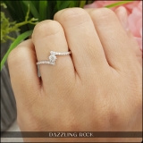 0.20 Carat (ctw) Sterling Silver Round Diamond Ladies Bypass Style Engagement Ring 1/5 CT