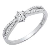 0.20 Carat (ctw) Sterling Silver Round White Diamond Ladies Split Shank Engagement Ring 1/5 CT