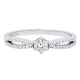 0.20 Carat (ctw) Sterling Silver Round White Diamond Ladies Split Shank Engagement Ring 1/5 CT