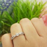 0.20 Carat (ctw) Sterling Silver Round White Diamond Ladies Split Shank Engagement Ring 1/5 CT