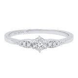 0.10 Carat (ctw) Sterling Silver Round White Diamond Ladies Engagement Ring 1/10 CT