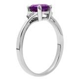 10K White Gold 6 MM Round Amethyst & White Diamond Bridal Engagement Ring