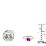 18K Rose Gold 6 MM Round Amethyst & White Diamond Bridal Engagement Ring