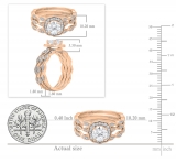 2.10 Carat (ctw) 10K Rose Gold Round White Cubic Zirconia Ladies Halo Engagement Ring Set