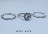 2.10 Carat (ctw) 10K White Gold Round White Cubic Zirconia Ladies Halo Engagement Ring Set