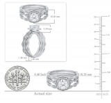 2.10 Carat (ctw) 10K White Gold Round White Cubic Zirconia Ladies Halo Engagement Ring Set