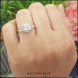 2.00 Carat (ctw) 10K Yellow Gold Cushion & Round White Cubic Zirconia Ladies Halo Engagement Ring