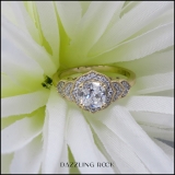 2.00 Carat (ctw) 10K Yellow Gold Cushion & Round White Cubic Zirconia Ladies Halo Engagement Ring