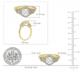 2.00 Carat (ctw) 10K Yellow Gold Cushion & Round White Cubic Zirconia Ladies Halo Engagement Ring