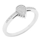 0.10 Carat (ctw) 10K White Gold Round White Diamond Ladies Fashion Bridal Promise Ring 1/10 CT