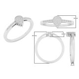 0.10 Carat (ctw) 10K White Gold Round White Diamond Ladies Fashion Bridal Promise Ring 1/10 CT