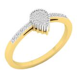 0.10 Carat (ctw) 10K Yellow Gold Round White Diamond Ladies Fashion Bridal Promise Ring 1/10 CT