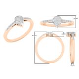 0.10 Carat (ctw) 18K Rose Gold Round White Diamond Ladies Fashion Bridal Promise Ring 1/10 CT