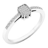 0.10 Carat (ctw) 10K White Gold Round White Diamond Ladies Bridal Cluster Promise Ring 1/10 CT