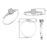 0.10 Carat (ctw) 10K White Gold Round White Diamond Ladies Bridal Cluster Promise Ring 1/10 CT