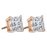 0.10 Carat (ctw) 14K Rose Gold Princess White Diamond Ladies Stud Earrings