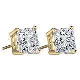 0.10 Carat (ctw) 18K Yellow Gold Princess White Diamond Ladies Stud Earrings
