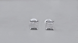 0.05 Carat (ctw) Platinum Plated Sterling Silver Round Diamond Mens Iced Stud Earrings (PushBack)