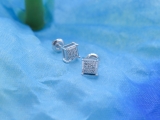 0.05 Carat (ctw) Platinum Plated Sterling Silver Round Diamond Mens Hip Hop Iced Stud Earrings