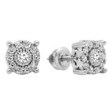 0.35 Carat (ctw) 14K White Gold Round White Diamond Ladies Stud Earrings 1/3 CT