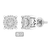 0.35 Carat (ctw) 14K White Gold Round White Diamond Ladies Stud Earrings 1/3 CT